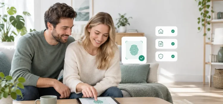 Par som signerar ett blancolån utan säkerhet digitalt på en surfplatta