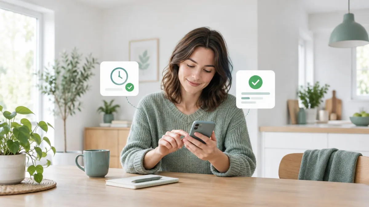 Person som planerar återbetalningen av ett korttidslån i mobilen